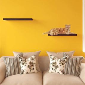 img 1 attached to 🐱 Uniquely Crafted Espresso Way Basics Cat Scratcher Floating Wall Shelf: Sustainable, Non-Toxic zBoard Paperboard Design