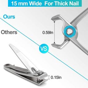 img 3 attached to 💅 Vepkuso Thick Toenail Clipper - Wide Jaw Opening Stainless Steel Cutter for Thick Nails: Extra Large Trimmer with Nail File for Men & Women