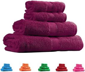img 1 attached to Casa Haus Cotton Extra Soft Deep Purple 4-Piece Towel Set for Bath and Hand