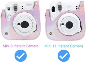 img 3 attached to 📸 QUEEN3C Instant Mini 11 Protective Case – Portable with Adjustable Shoulder Strap | Aurora Pink | Compatible with Mini 9 & 8 Cameras