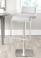 🪑 safavieh home collection natania grey leather adjustable gas lift bar stool - stylish & versatile seating for any counter or bar area логотип