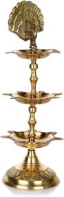 img 3 attached to 🪔 EarthYard Handcrafted Indian Brass PanchMahal Diya Lamp - 3 in 1 Adjustable Diameter (Set of 2)