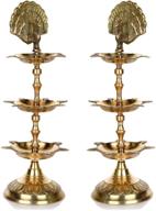 🪔 earthyard handcrafted indian brass panchmahal diya lamp - 3 in 1 adjustable diameter (set of 2) логотип