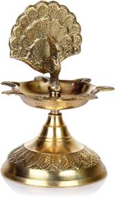 img 2 attached to 🪔 EarthYard Handcrafted Indian Brass PanchMahal Diya Lamp - 3 in 1 Adjustable Diameter (Set of 2)