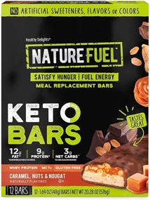 img 4 attached to 🌱 Nature Fuel Keto Заменитель пищи - Без глютена с патокой сывороточного протеина и МКТ, удобный для хранения в шкафу - Карамель, Орехи и Нуга (12 штук)