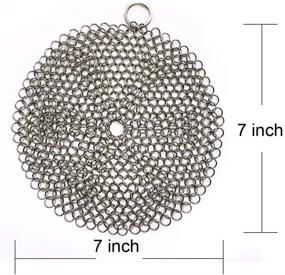 img 1 attached to HOVhomeDEVP 7 Inch Chainmail Scrubber - Premium Stainless Steel Cast Iron Cleaner for Pre-Seasoned Pans, Dutch Ovens, and Grill Skillets