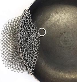 img 2 attached to HOVhomeDEVP 7 Inch Chainmail Scrubber - Premium Stainless Steel Cast Iron Cleaner for Pre-Seasoned Pans, Dutch Ovens, and Grill Skillets