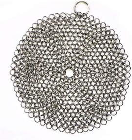 img 4 attached to HOVhomeDEVP 7 Inch Chainmail Scrubber - Premium Stainless Steel Cast Iron Cleaner for Pre-Seasoned Pans, Dutch Ovens, and Grill Skillets