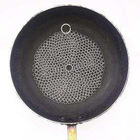 img 3 attached to HOVhomeDEVP 7 Inch Chainmail Scrubber - Premium Stainless Steel Cast Iron Cleaner for Pre-Seasoned Pans, Dutch Ovens, and Grill Skillets