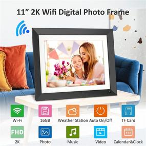 img 3 attached to FULLJA 2K WiFi Цифровая рамка для фотографий: Улучшенный сенсорный экран Ultra FHD IPS, датчик движения и возможность обмена фотографиями и видео через приложение.