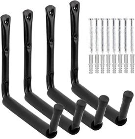 img 4 attached to Maximize Your Storage Space with the Heavy Duty Giant Garage Storage Hook Wall Mounted Utility 🔧 Hanging Rack - Perfect for Surfboards, Ladders, and Kayaks (Black, Set of 4 10-inch Hooks with EVA Protectors)