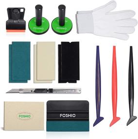 img 4 attached to FOSHIO Complete Vehicle Vinyl Wrap Window Tinting Film Tool Kit - Mini Plastic Scraper, Wool Squeegee, Vinyl Cutter, Magnet Holder, Hand Gloves, Squeegee Felts & Micro Contoured Squeegee Included