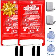 🔥 jj care fire blanket for home - 40"x40" w/ hooks, gloves, suppression for emergency use - white логотип