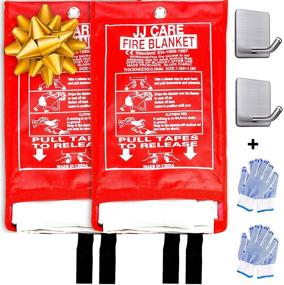 img 4 attached to 🔥 JJ CARE Fire Blanket for Home - 40"x40" w/ Hooks, Gloves, Suppression for Emergency Use - White