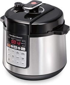 img 4 attached to Hassle-free Cooking Made Easy: Hamilton Beach 34502 6 Qt Pressure Cooker with True Slow Cook Technology, Steam Release Button, and 10 Preset Programs