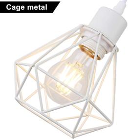 img 3 attached to Modern Plug In Cord Wood Cage Wall Lamp Industrial Rustic Lift Pipe - Retro Pendant Lamp Adjustable Hanging Wall Mount Lights Fixture - Wall Sconces Decoration For Indoor Living Room Bedroom (White)