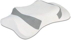 img 4 attached to Coolux Memory Foam Pillow: Ultimate Neck Pain Support for All Sleepers - Back, Stomach, Side Sleepers (WhiteGrey)