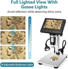 img 2 attached to 🔍 Opqpq Coin Digital Microscope – 4.3'' LCD Screen, 32GB SD Card, 8+2 Fill Lights, Metal Bracket – Windows Compatible for Kids & Adults