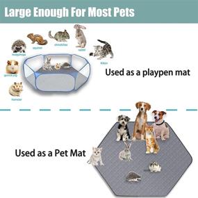img 3 attached to 🐇 Zhilishu Hexagon Washable Liner: Versatile Small Animal Playpen Pad, Portable and Reusable Guinea Pig, Hamster, Rabbit, and Bunny Pee Pad – Super Absorbent, Indoor Waterproof, Anti-Slip!