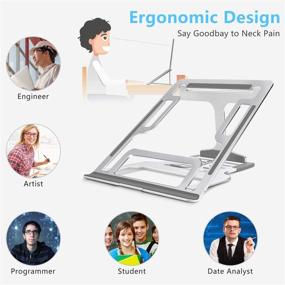 img 3 attached to 💻 iVoler 2-in-1 Laptop Riser Stand - 6 Angles, 3 Folding Modes - Portable Ergonomic Angled Laptop Aluminum Stand - Adjustable Height Laptop Holder with Slide-Proof Silicone - Suitable for Laptops 10'' to 15.6'' - Silver