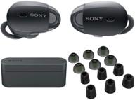 sony wf-1000x true wireless noise canceling headphones (black) with memory foam tips & silicone earbuds (6 pairs total) bundle - includes noise isolation feature (2 items) logo