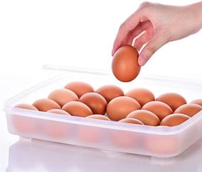 img 1 attached to 🥚 HANSGO Egg Holder for Refrigerator: Stackable 24 Egg Tray with Lid - Convenient Fridge Egg Dispenser and Storage Containers