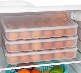 img 2 attached to 🥚 HANSGO Egg Holder for Refrigerator: Stackable 24 Egg Tray with Lid - Convenient Fridge Egg Dispenser and Storage Containers