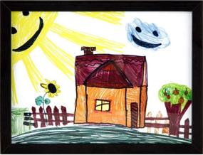img 3 attached to 🖼️ RAS Kids Art Frame - Wide Frame Boxed Style | Removable Acrylic Pane | Cardboard Backing with Hooks | Black - 9x12" | 2 Pack