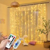 🎄 dangzw led curtain lights - waterproof fairy lights for christmas party décor - remote controlled window string lights - 9.8x9.8 ft warm white логотип