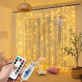 img 4 attached to 🎄 DANGZW LED Curtain Lights - Waterproof Fairy Lights for Christmas Party Décor - Remote Controlled Window String Lights - 9.8x9.8 ft Warm White