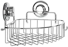 img 1 attached to 🚿 HASKO accessories - Stainless Steel Corner Shower Caddy with Suction Cup - Chrome Bathroom Storage Basket