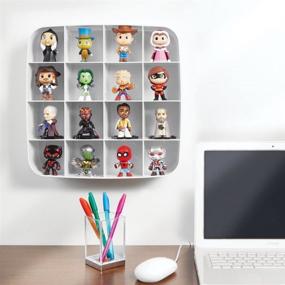 img 3 attached to mDesign Plastic Wall Mount Display Organizer Holder - 16 Compartments: Effortlessly Protect, Store, and Showcase Small Collectibles, Figurines, Shot Glasses, Nail Polish, Spices, and More in Stylish White