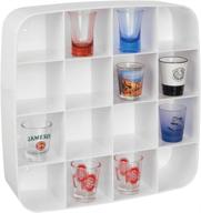 mdesign plastic wall mount display organizer holder - 16 compartments: effortlessly protect, store, and showcase small collectibles, figurines, shot glasses, nail polish, spices, and more in stylish white логотип