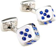 ➡️ mrcuff blue crystal dice cufflinks pair with presentation gift box & polishing cloth logo