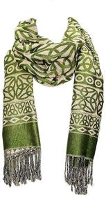 img 1 attached to 🍀 Moss Green Celtic Heritage Scarf for Women: Ancient Celtic Style Design for a Timeless Look