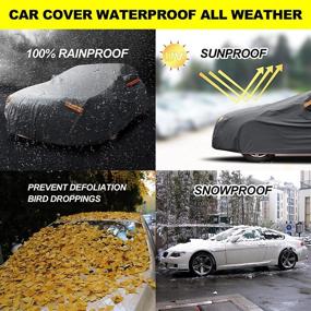 img 3 attached to 🚗 Waterproof All Weather UV Protection Car Cover for Sedan - MOTOWELL 6 Layers with Universal Fit, 176"-190