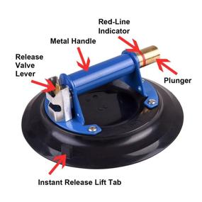 img 3 attached to 🔩 IMT 9" Heavy Duty Glass Suction Cup for Granite & Glass Lifting - 240lbs Load Capacity - Metal Handle & Brass Pump - Free Carrying Case Included