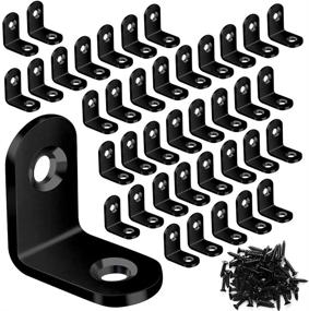 img 4 attached to 🔩 40PCS Black Metal L Bracket Corner Brace Set with 80PCS Screws – Ideal for Wood Furniture, Cabinets, Chairs, Shelves