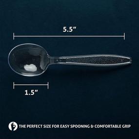 img 3 attached to 🥄 100 Count Heavy Duty Disposable Plastic Soup Spoons - Clear, Food Grade Cutlery, Flatware, Silverware