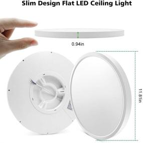 img 1 attached to 💡 Modern LED Flush Mount Ceiling Light: 12 Inch, 24W, 5000K Daylight White, 3200LM, IP40 Flat Round Lighting Fixture for Bedroom, Closet, Kitchen - 240W Equivalent