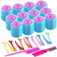 🎀 siquk 50-piece self-grip hair rollers and clips set – includes 36 hair rollers, 12 colorful plastic alligator clips, foldable pocket comb, and tail comb for women and girls – 3 colors, 3 sizes logo