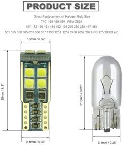 img 3 attached to DODOFUN T10 Xenon White Car Interior Exterior Replacement Bulb Map Dome Door Trunk Cargo Tag Number Plate LED Light 168 175 194 2825 W5W Size (Pack Of 10)