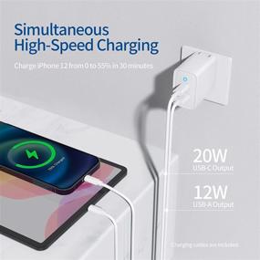 img 3 attached to 🔌32W двухпортовое зарядное устройство USB C с кабелями C к C и A к Lightning - iPhone 13/12/11, iPad, Pixel, Samsung