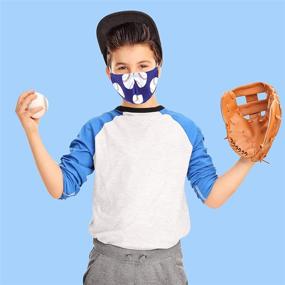 img 3 attached to 🧢 Ultimate Baseball-themed Kids Face Mask Pack: 4 Breathable, Adjustable, Reversible Coverings with Nose Wire for Boys