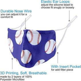 img 1 attached to 🧢 Ultimate Baseball-themed Kids Face Mask Pack: 4 Breathable, Adjustable, Reversible Coverings with Nose Wire for Boys