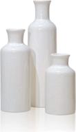 🏡 farmhouse white ceramic vases set of 3: rustic decor accent for home logo