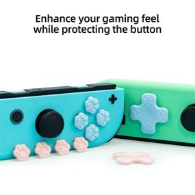 img 1 attached to 🐾 GeekShare 4PCS Cat Paw Button Caps Joystick Cover - Nintendo Switch/OLED - Pink & Blue
