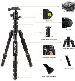 img 1 attached to 📸 ZOMEi Камерный штатив 62 '' Легкий штатив для камеры DSLR: шаровая головка, быстрая пластина, чехол для переноски