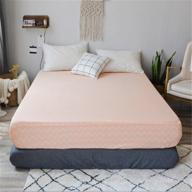 🛏️ pinkmemory queen fitted sheet: pink peach cotton bed sheet with 20" deep pocket - ideal for teens and adults logo
