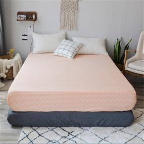 img 4 attached to 🛏️ PinkMemory Queen Fitted Sheet: Pink Peach Cotton Bed Sheet with 20" Deep Pocket - Ideal for Teens and Adults